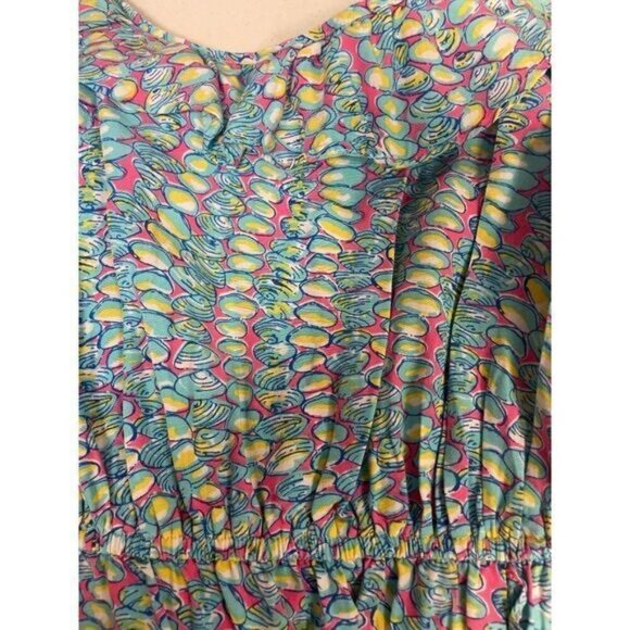 Lilly Pulitzer Kalen Multi Clam Jam Flounce Ruffle Faux Wrap Dress Medium - Picture 6 of 8